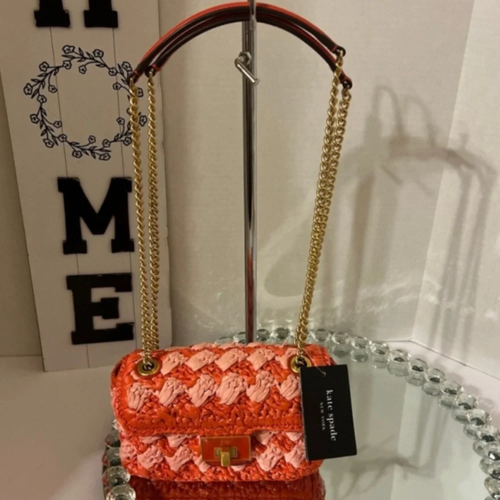 Kate spade Evelyn Striped Crochet Raffia Small Shoulder Crossbody